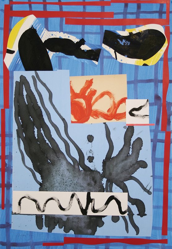 Jean Gaudaire-Thor : Jean Gaudaire-Thor, Nappe bleue, 2012,  technique mixte sur papier préparé, 71X50 cm